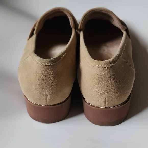 Vionic Tan Suede Penny Loafers Comfort Orthotic Slip On Flats - Picture 8 of 10